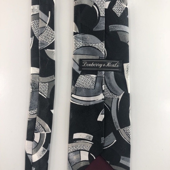 Donberry & Keats Black & Gray Geometric Tie T03 - Picture 3 of 3